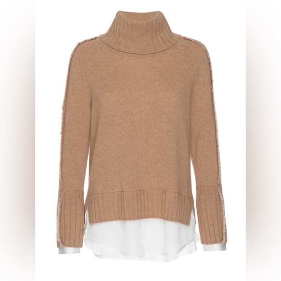 Brochu Walker Sweaters - Brochu Walker Tan Layered Cowl Neck Sweater